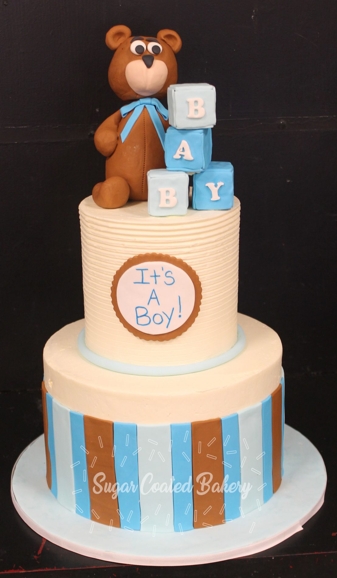 It's a Boy cake at Sugar Coated Bakery