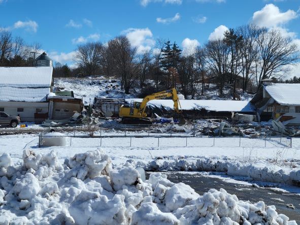 Parts of Shaw Farm's barn collapsed, killing six cows.