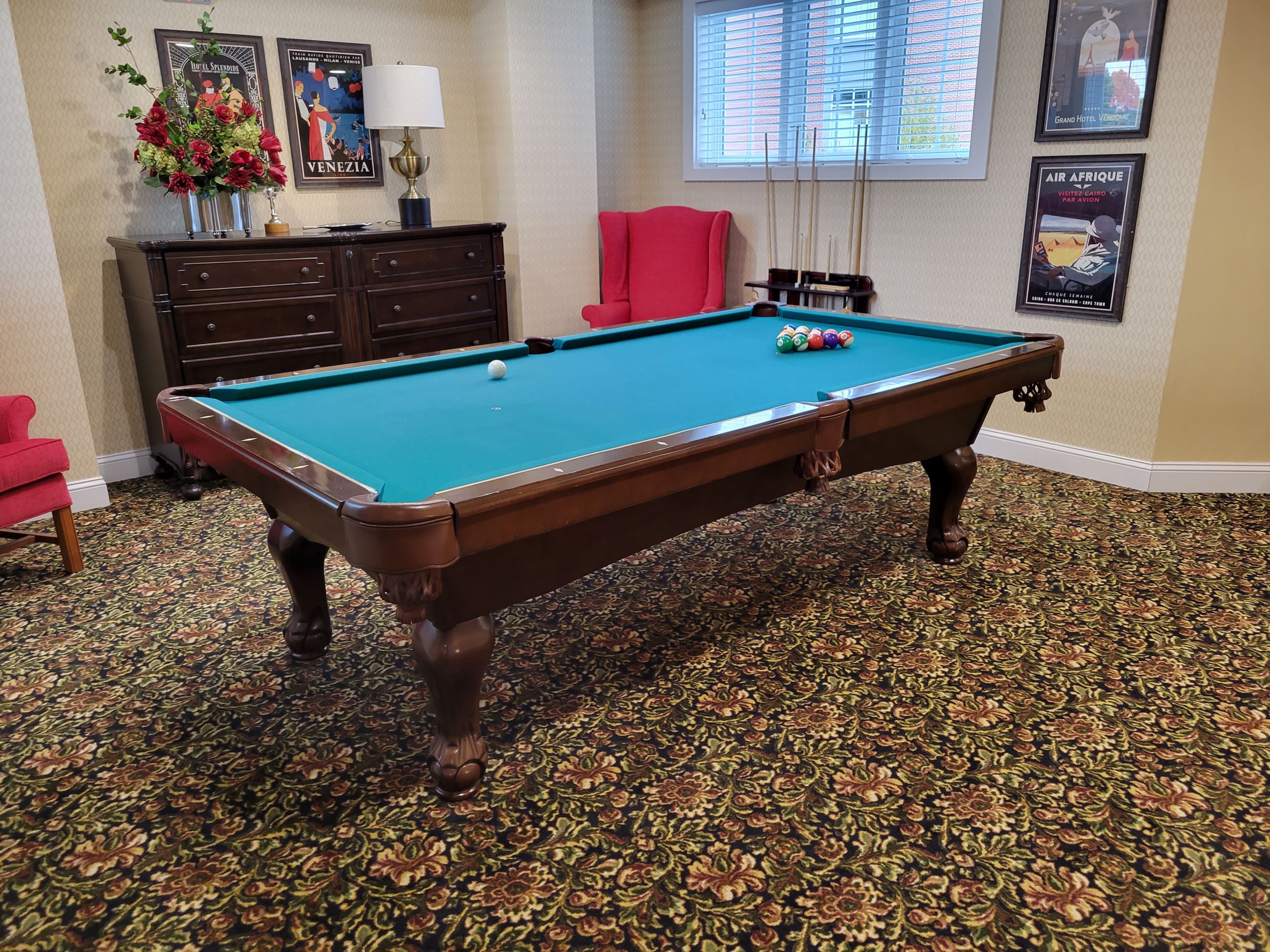 The game room at The Arbors