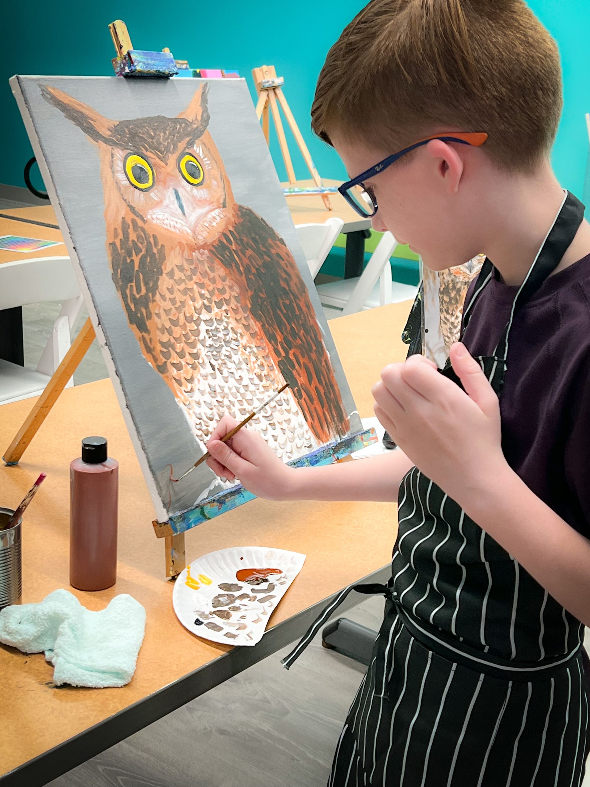 A student paints at Hammar’s Studio in Dracut. (COURTESY HAMMAR’S STUDIO)