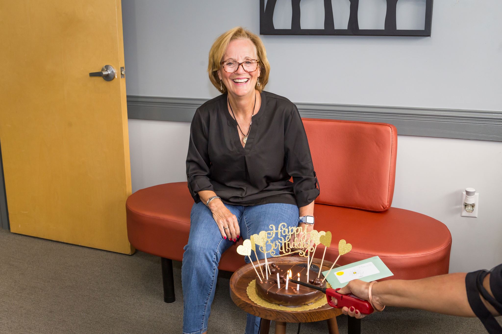 Celebrating longtime employee Marie Coolidge’s recent birthday. (COURTESY DADIALA FAMILY DENTISTRY)